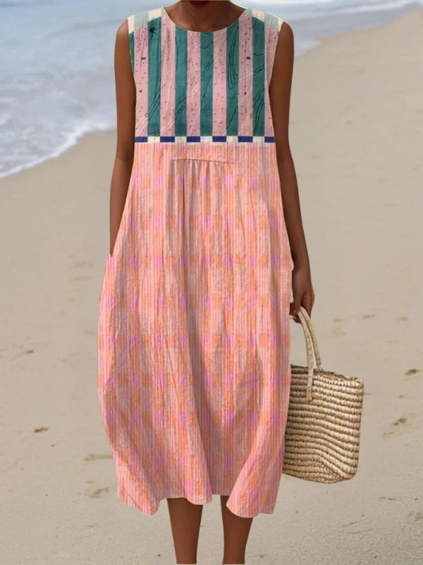 Women’s Striped Pastel Midi Dress