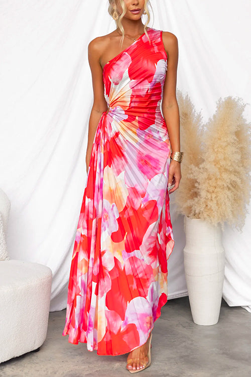 Women’s Vibrant Tropical Print Evening Dress