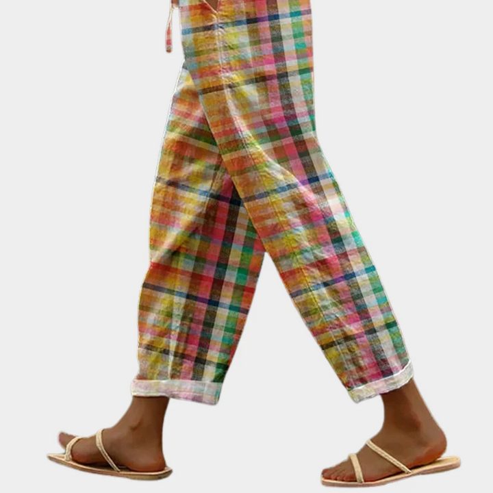 Women’s High Waisted Checkered Wide Leg Pants