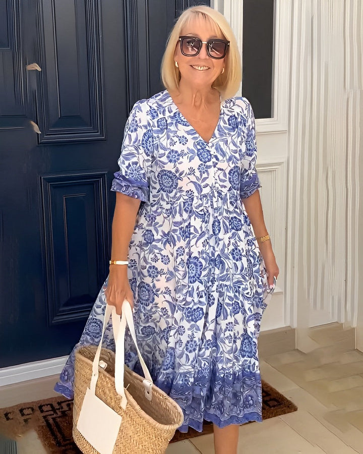 Women’s V-Neck Floral Print Dress