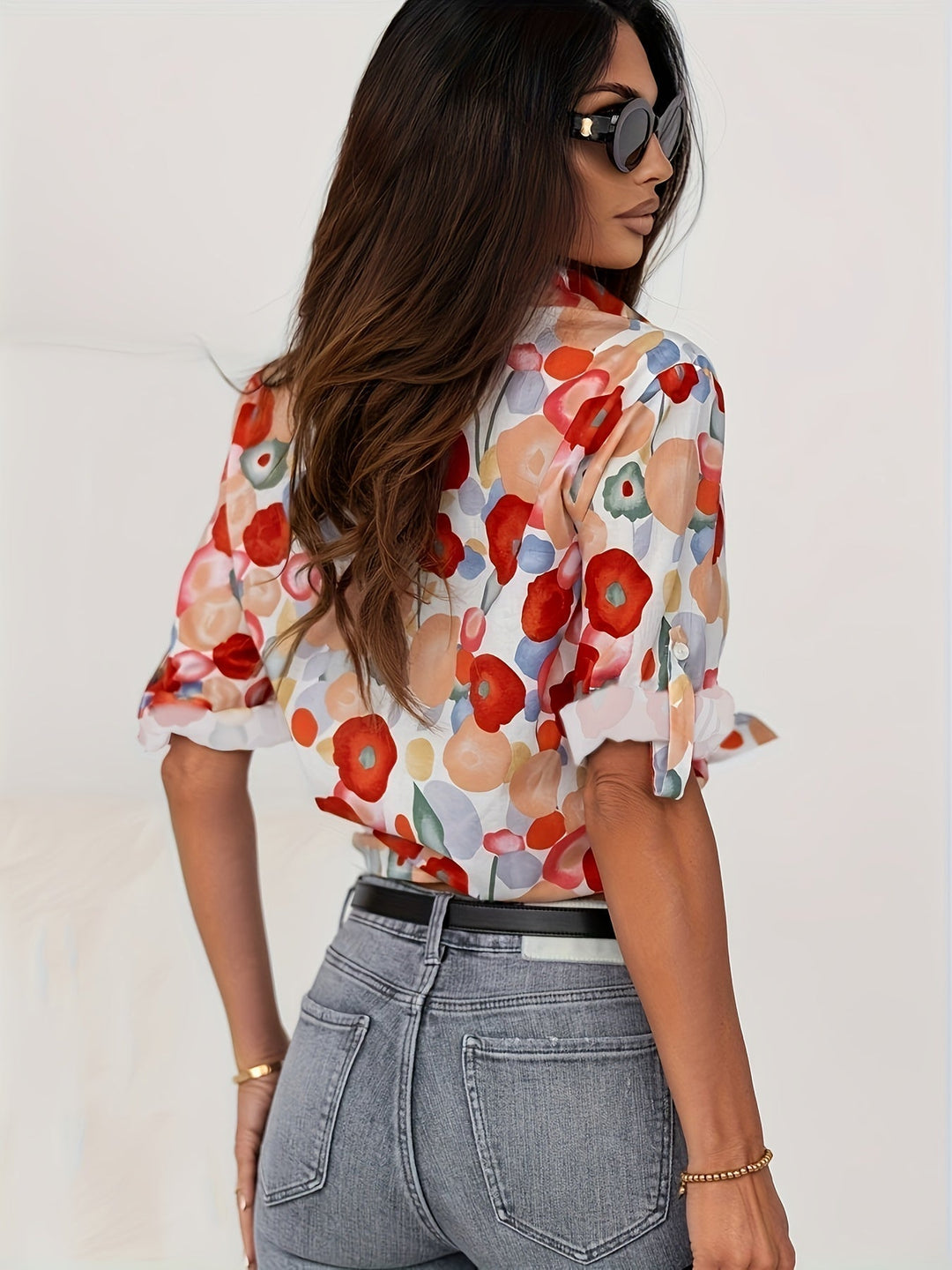 Women’s Colorful Floral Print Blouse
