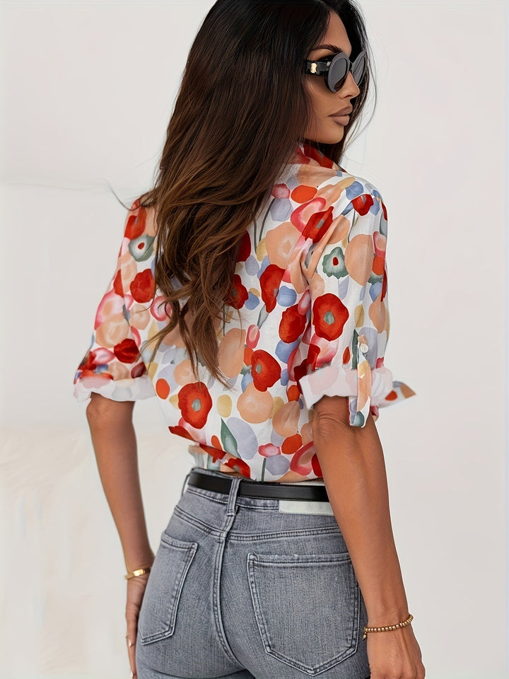 Women’s Colorful Floral Print Blouse