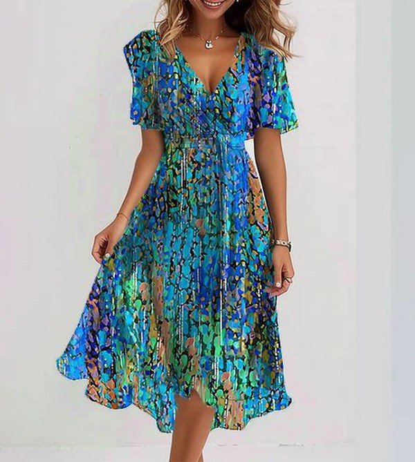 Women’s Blue Flowy Midi Dress