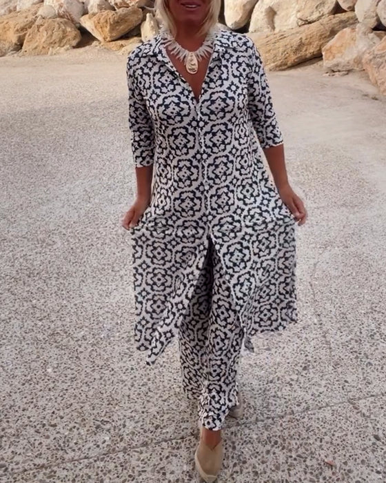 Women’s Geometric Print Two Piece Set