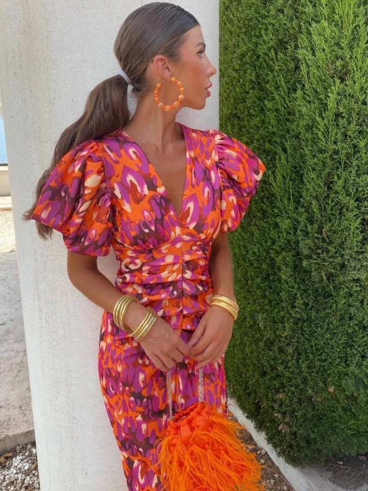 Women’s Vivid Pleated Midi Dress