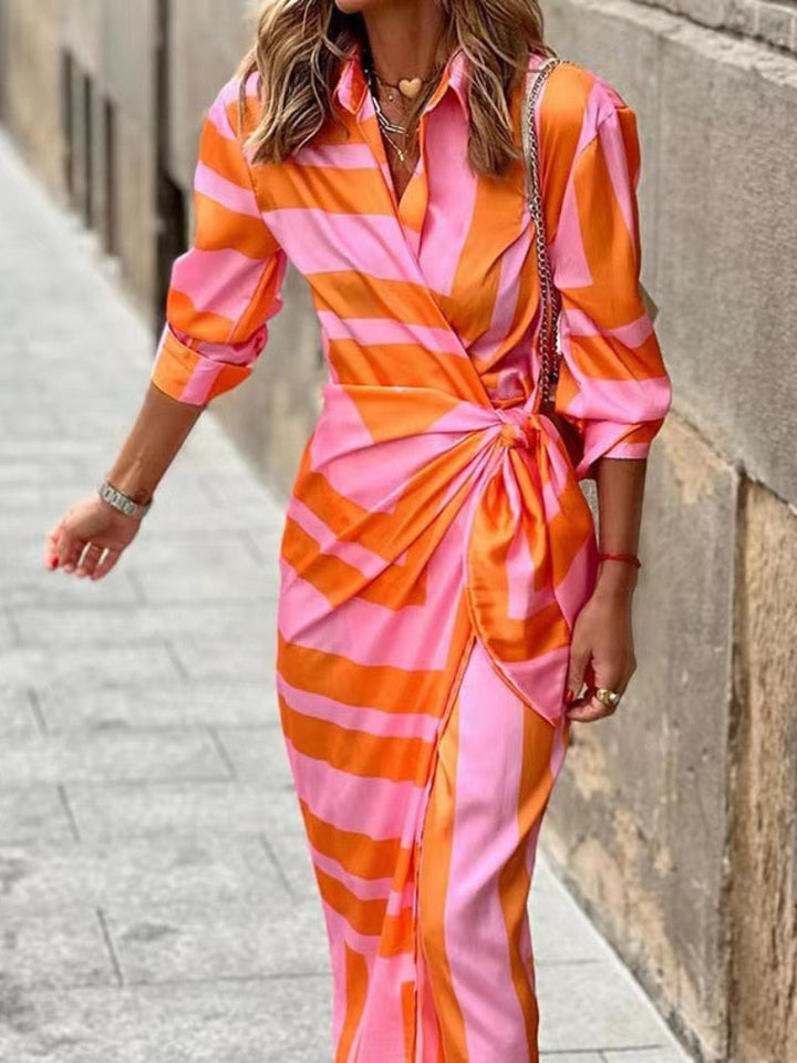 Women’s Printed Wrap V-Neck Dress