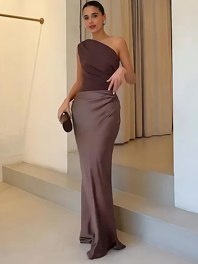 Women’s Gold Detail Evening Maxi Dress