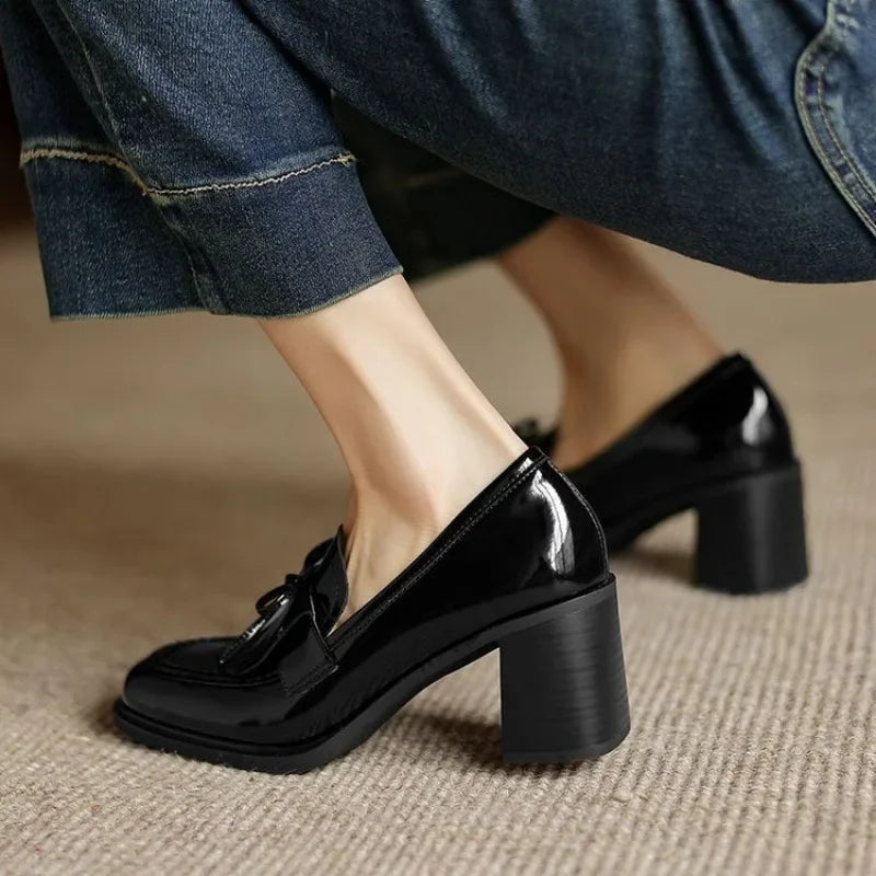 Women’s Block Heel Slip-On Loafer Pumps