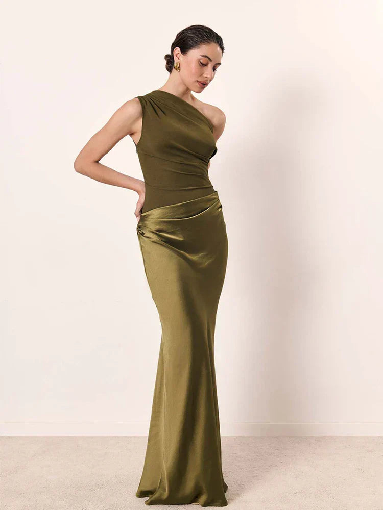 Women’s Gold Detail Evening Maxi Dress