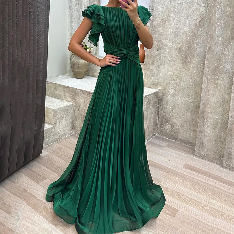 Women’s Pleated Evening Maxi Dress