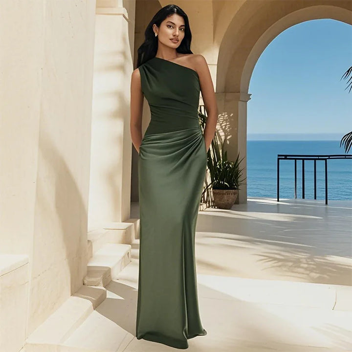 Women’s Gold Detail Evening Maxi Dress