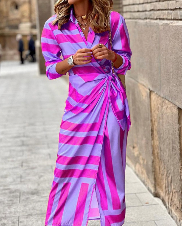 Women’s Printed Wrap V-Neck Dress
