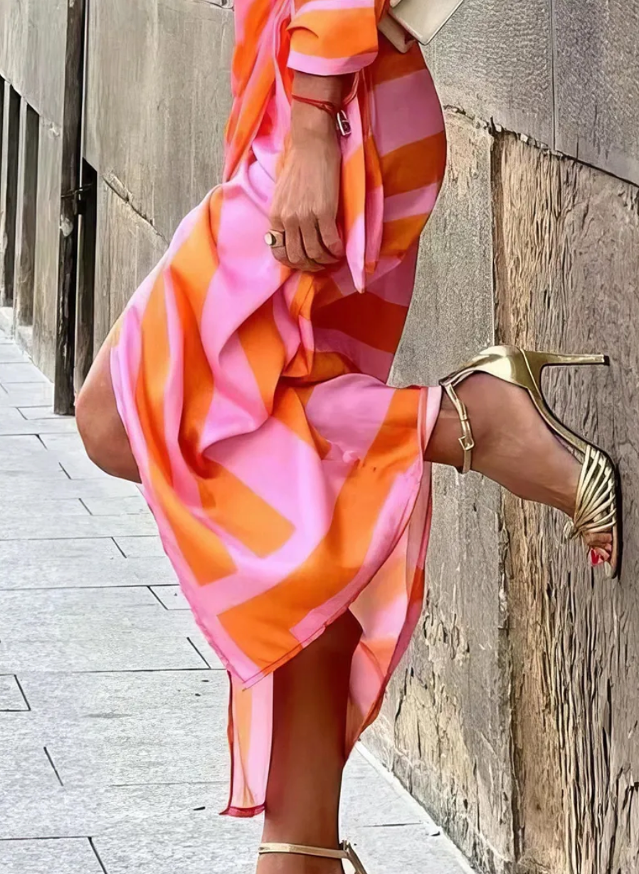 Women’s Printed Wrap V-Neck Dress