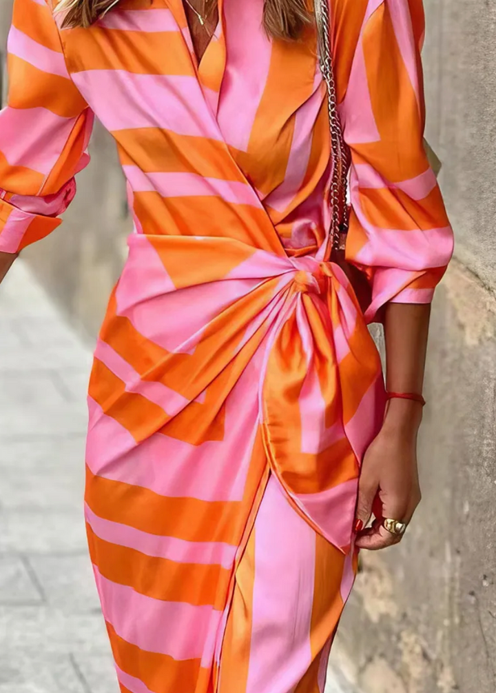 Women’s Printed Wrap V-Neck Dress