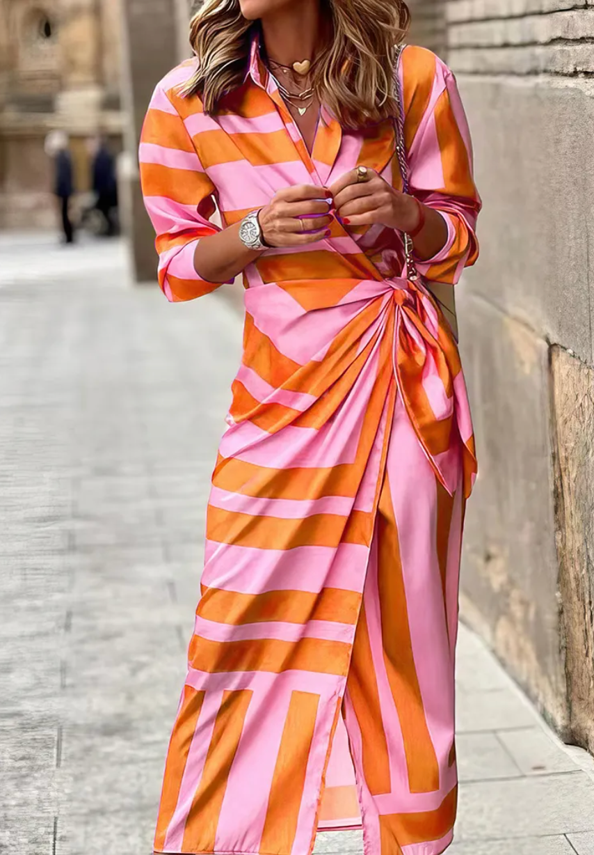 Women’s Printed Wrap V-Neck Dress