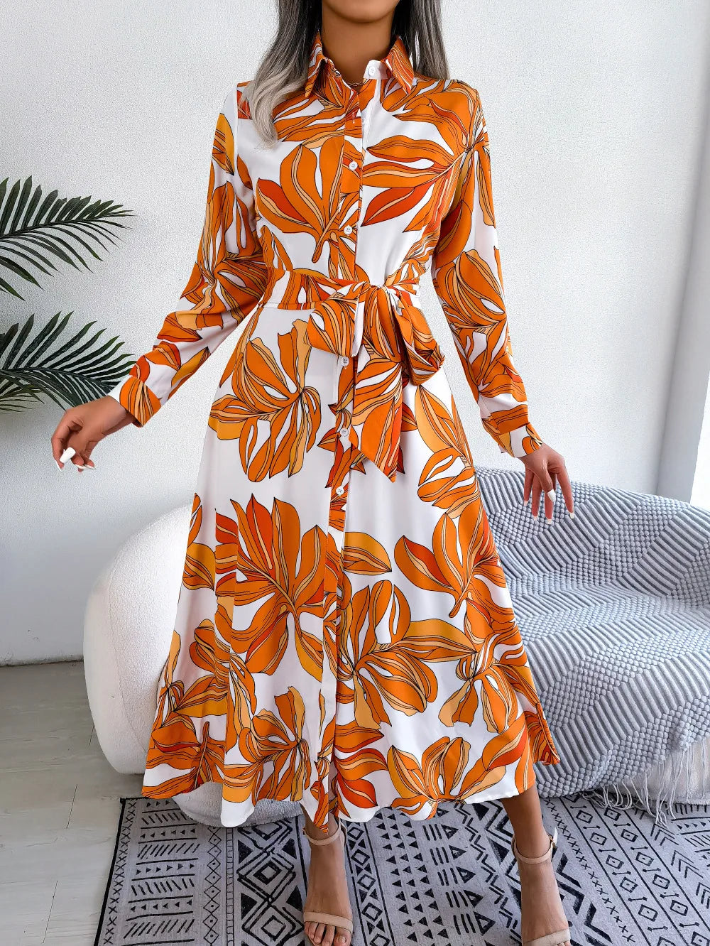 Women’s Floral Print A-Line Midi Dress