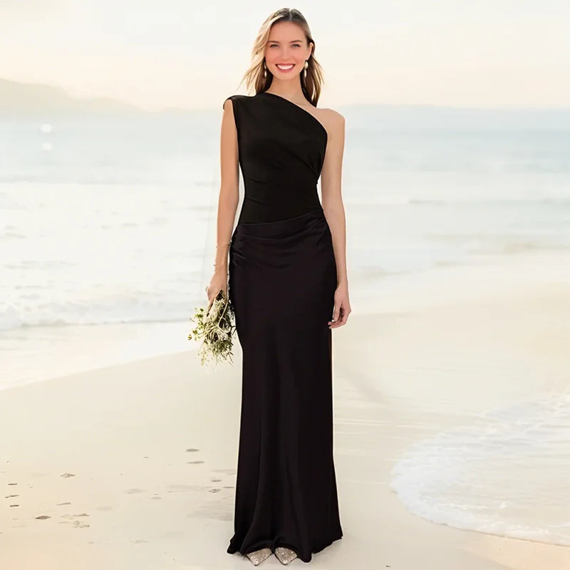 Women’s Gold Detail Evening Maxi Dress