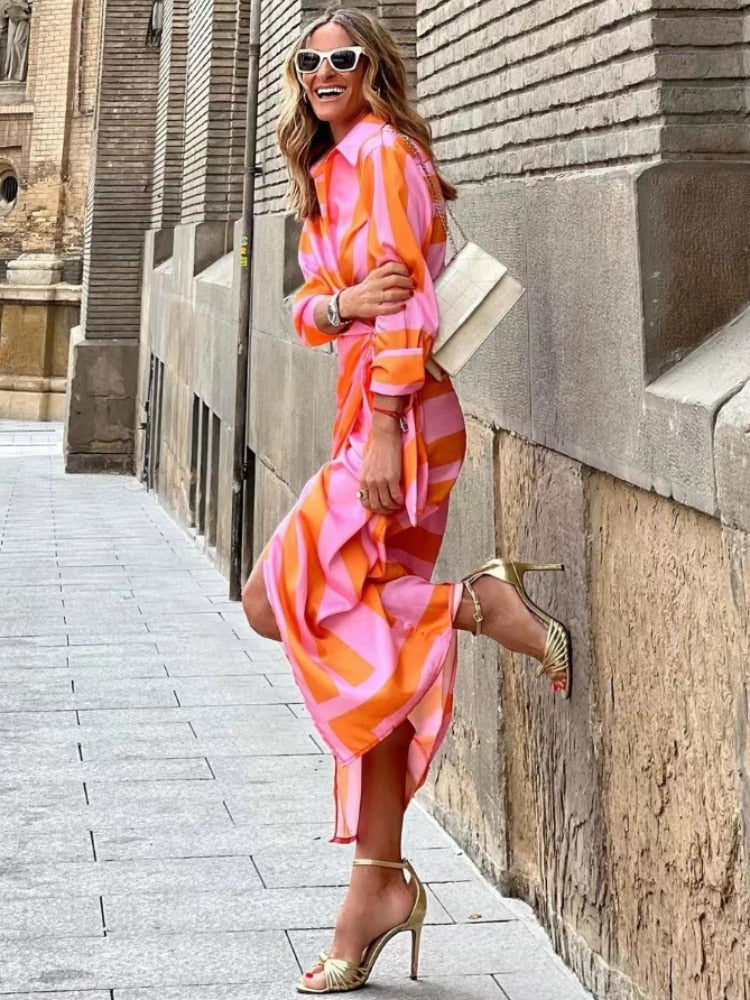 Women’s Printed Wrap V-Neck Dress
