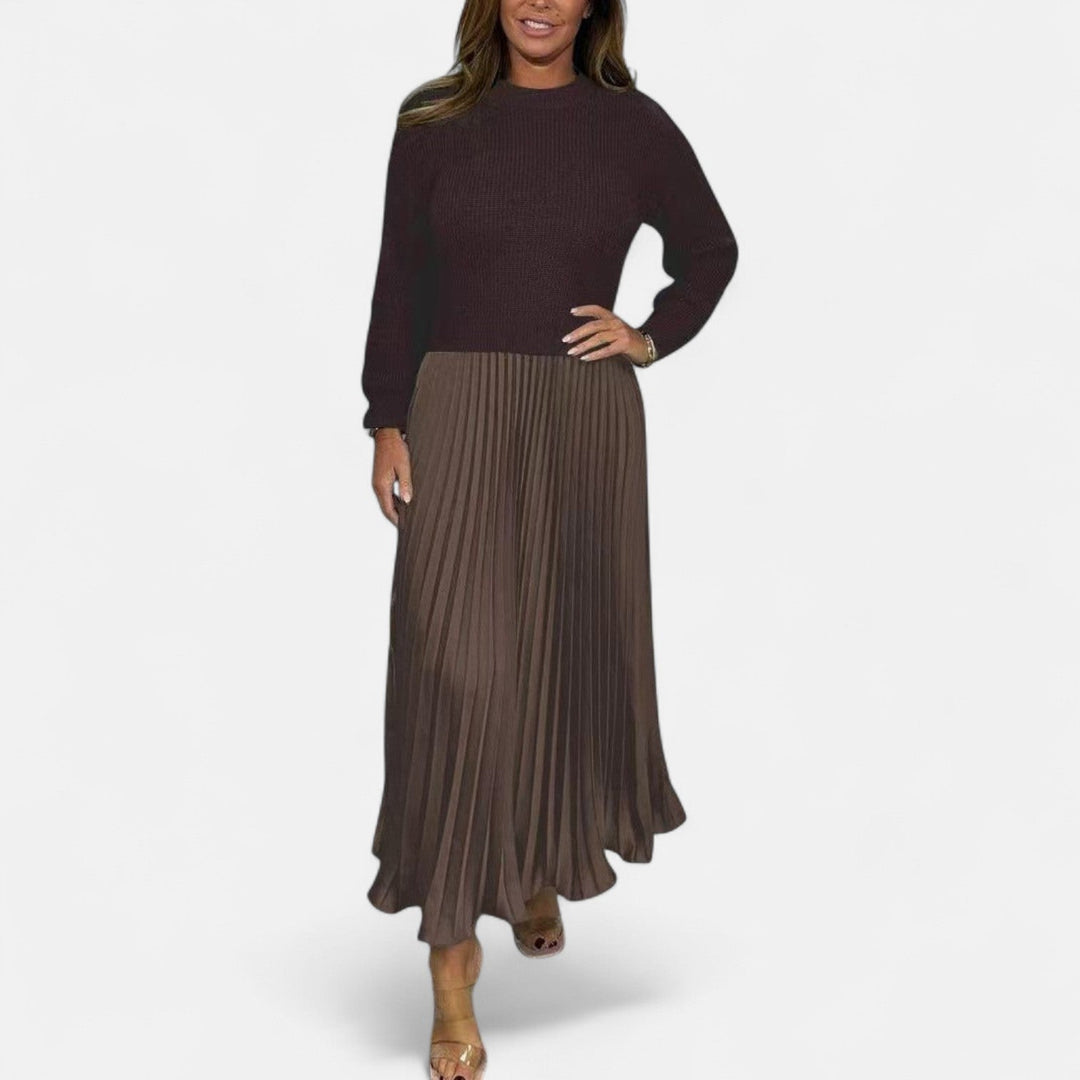Women’s Two-Piece Sweater And Pleated Maxi Skirt Set