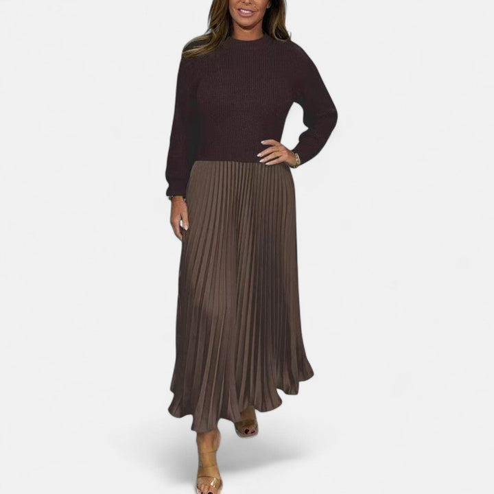 Women’s Two-Piece Sweater And Pleated Maxi Skirt Set