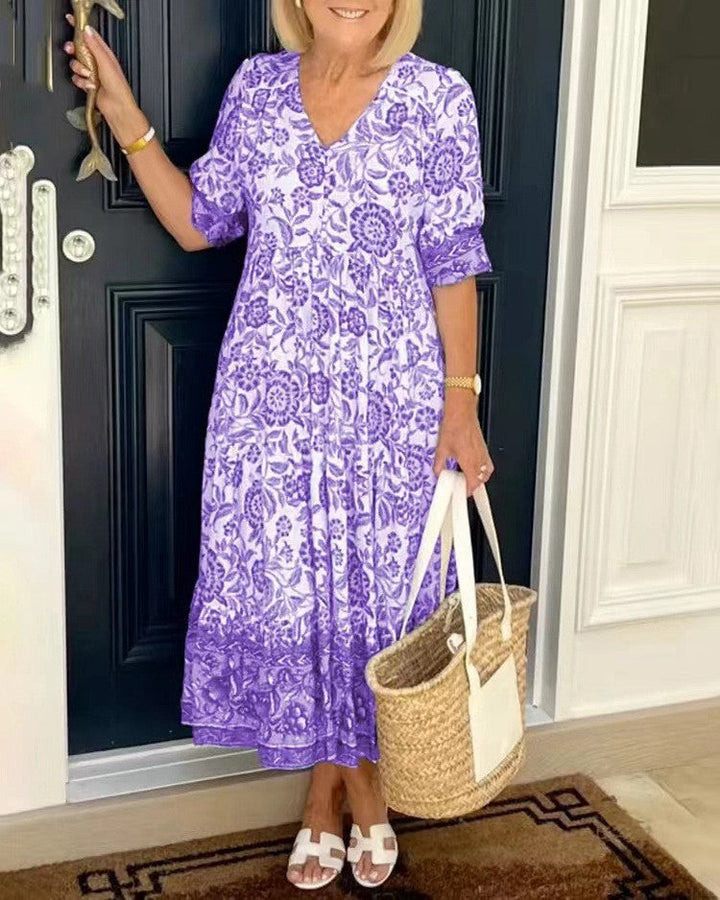 Women’s V-Neck Floral Print Dress