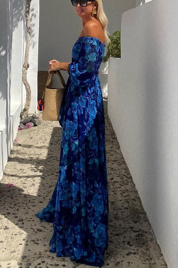 Women’s Off Shoulder Floral Print Maxi Dress