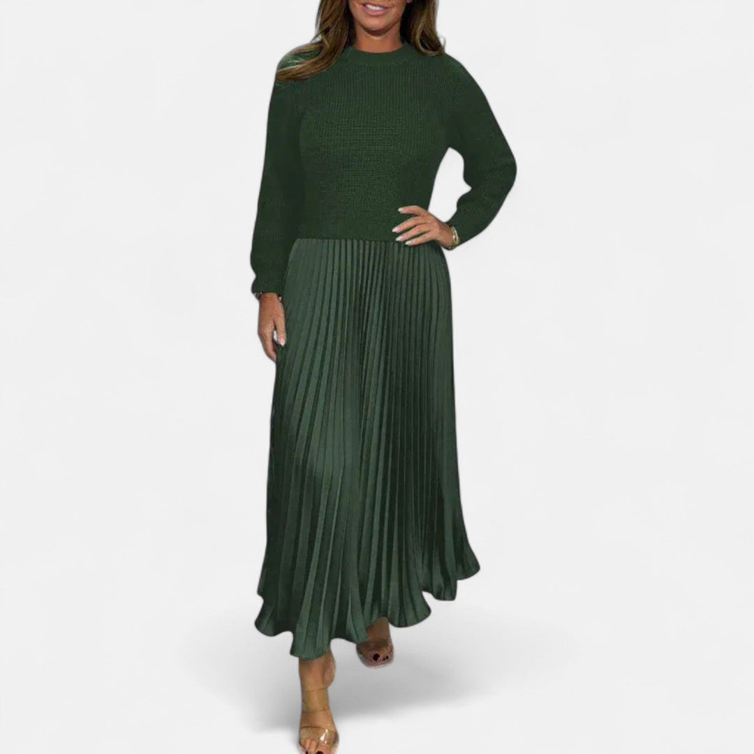 Women’s Two-Piece Sweater And Pleated Maxi Skirt Set