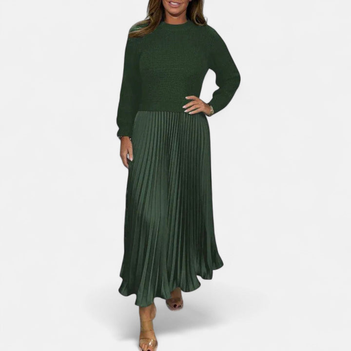 Women’s Two-Piece Sweater And Pleated Maxi Skirt Set