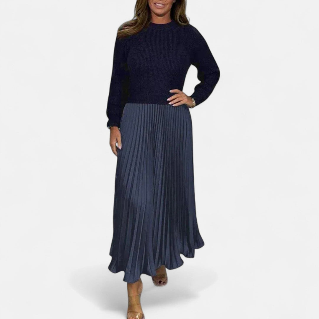 Women’s Two-Piece Sweater And Pleated Maxi Skirt Set