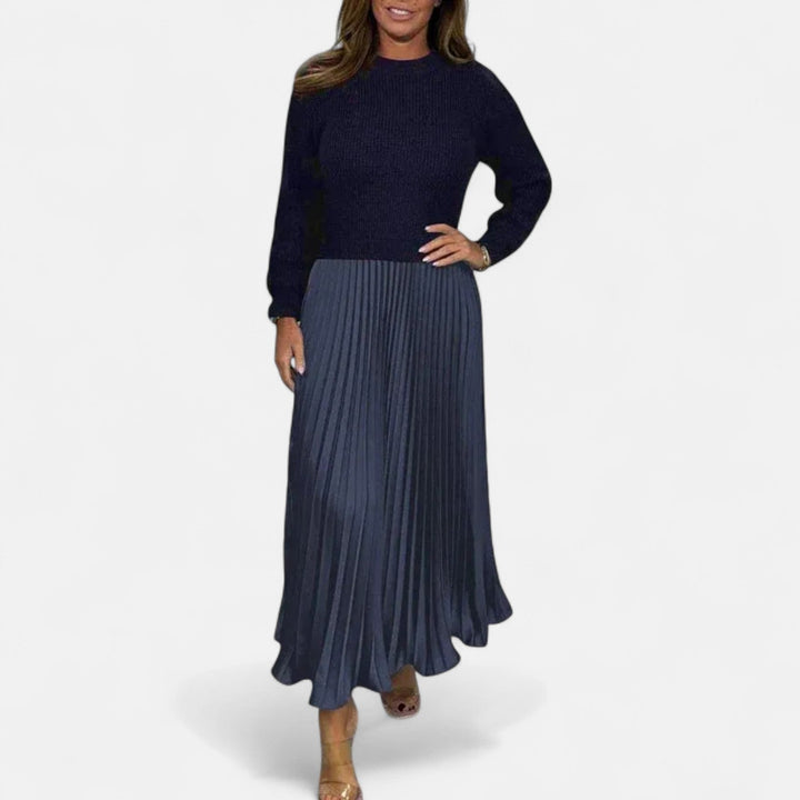 Women’s Two-Piece Sweater And Pleated Maxi Skirt Set