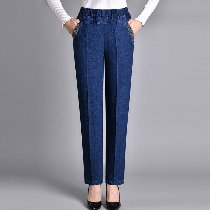 Women’s Elastic Waist Side Pocket Jeans