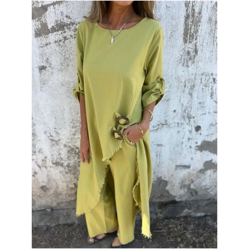 Women’s Comfortable Two-Piece Dress And Pants Set