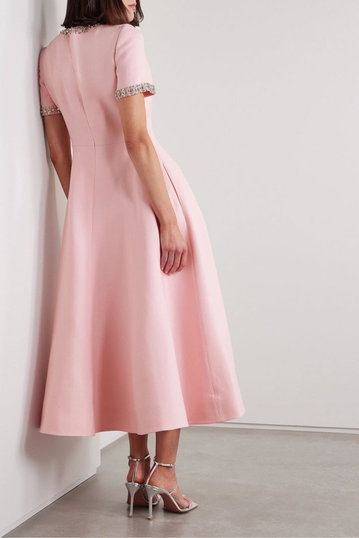 Women’s Crystal Embellished Bow Midi Dress